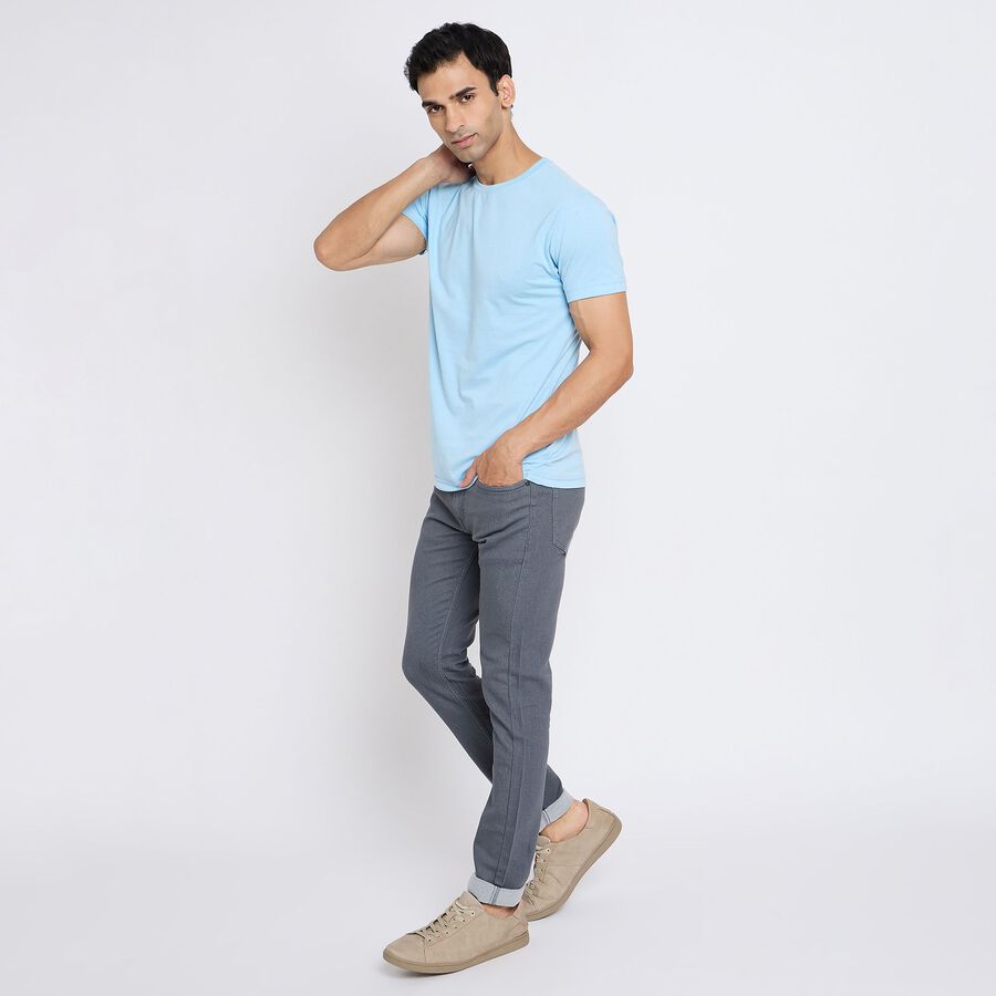 Men's Round Neck Half Sleeves T-Shirt, Sky Blue, large image number null