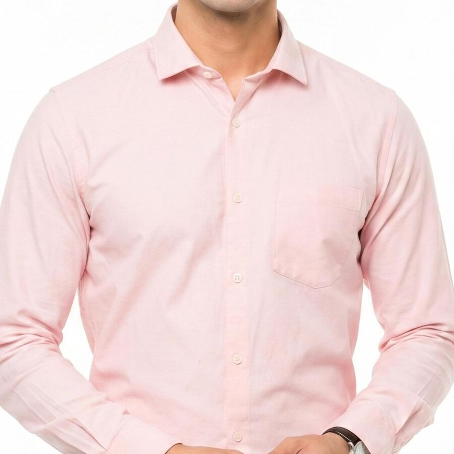 Men's Pink Regular Fit Formal Shirt, Light Pink, large