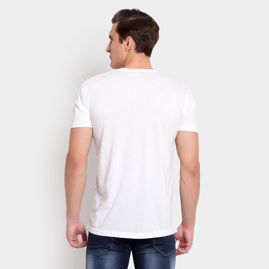 सॉलिड वी-नेक टी-शर्ट, सफ़ेद, large image number null