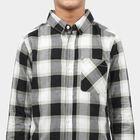 Boys' Black Cotton Checked Regular Fit Shirt, Black, small