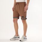 Men's Muted Brown Regular Fit Textured Bermuda Shorts, Brown, small