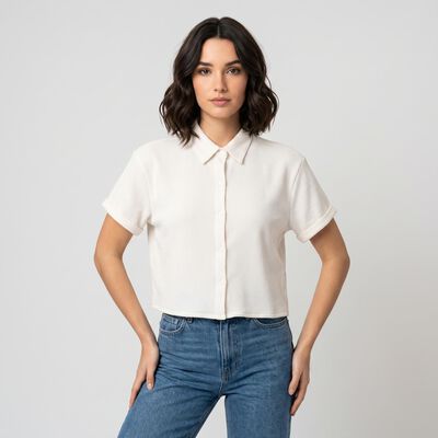 Women's White Collared Shirt