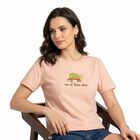 Women's Light Pink Round Neck Regular T-Shirt, Light Pink, small