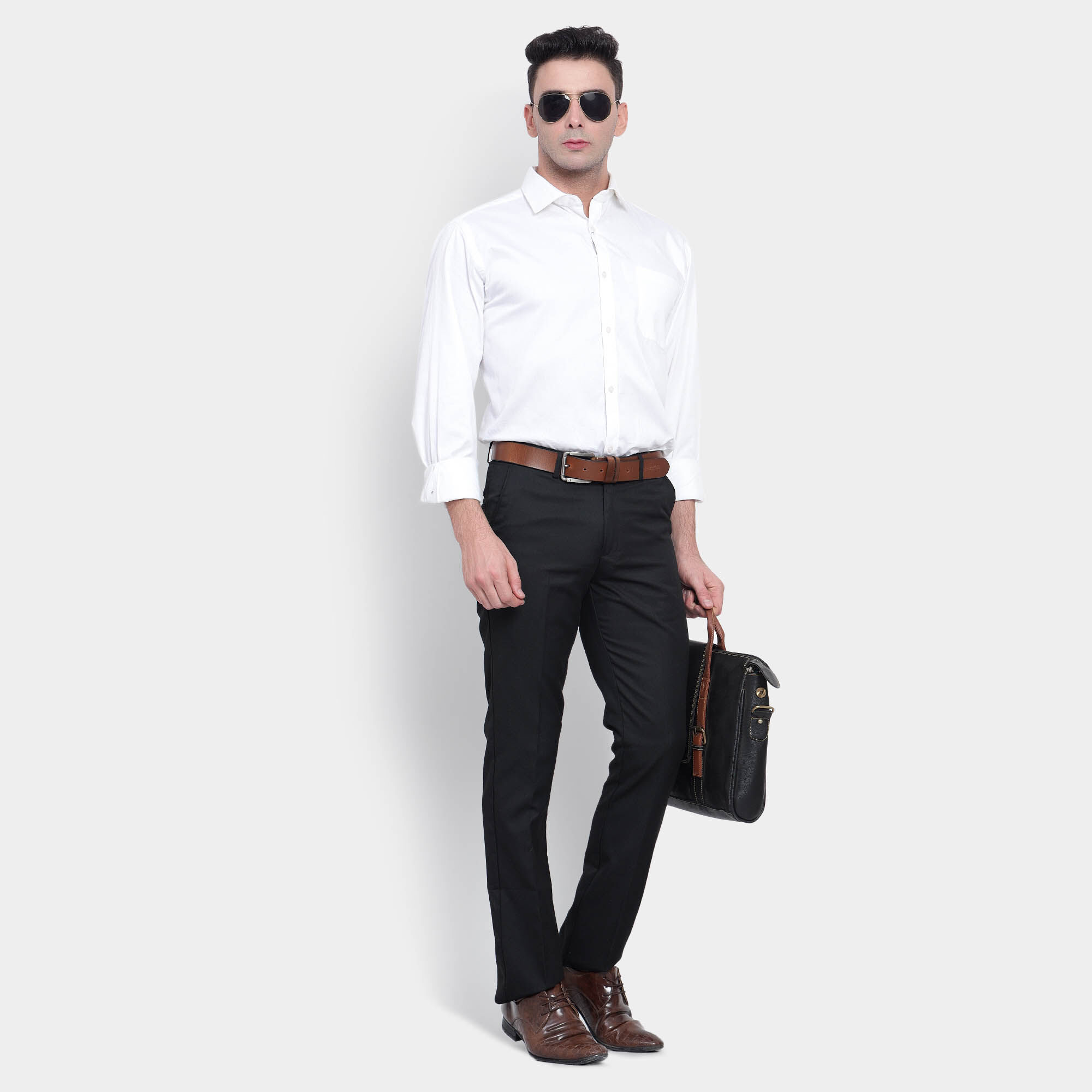 Buy HAULCHIC Men Black Solid Synthetic Single Formal Trousers Online at  Best Prices in India - JioMart.