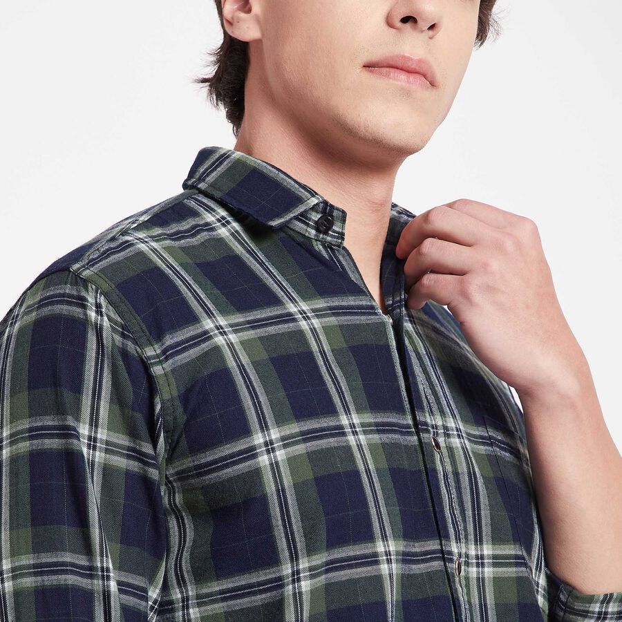 Cotton Checks Casual Shirt, गहरा हरा, large image number null