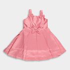 Girls' Soft Pink Bow Embellished Sleeveless Party Frock, Pink, small image number null