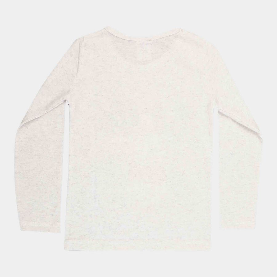 Girls Regular Round Neck Top, Light Grey, large image number null