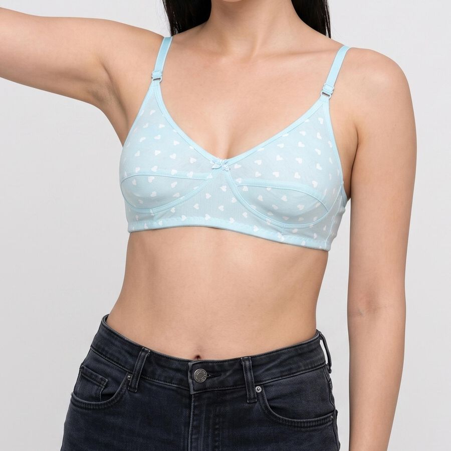 Women's Light Blue Cotton Blend Everyday Bralette, Light Blue, large