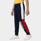 Boys' Navy Blue Color-Blocked Cotton Blend Pyjama, Navy Blue, small