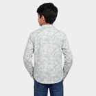 Boys' Mint Green Cotton Floral Regular Fit Shirt, Light Green, small