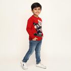 Boys Bright Cherry Red Crew Neck Casual Pullover, Red, small image number null