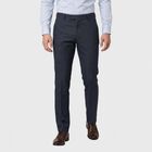 Men's Navy Blue Slim Fit Flat-Front Formal Trousers, Navy Blue, small