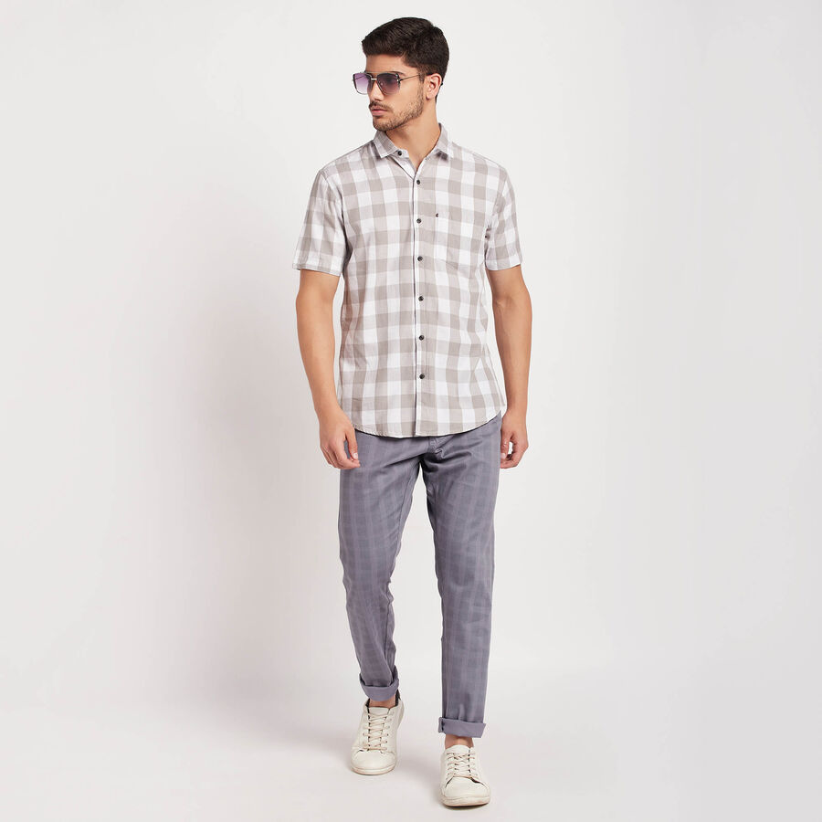 Cotton Checks Casual Shirt, Light Grey, large image number null