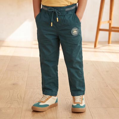 Boys' Mid Blue Regular Fit Drawstring Chino Trousers