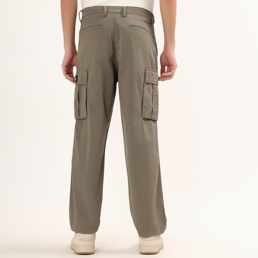 Men's 100% Cotton Cargo Slim Fit Casual Trousers , Olive, large image number null