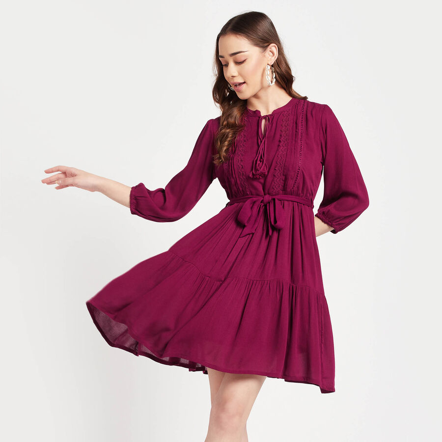 Solid Dress, Wine, large image number null