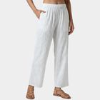 Women's Off White Neutral Relaxed Fit Solid Palazzos, Off White, small