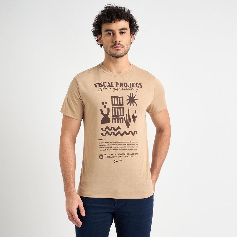 Men's Round Neck Half Sleeves T-Shirt , गहरा पीला, large image number null