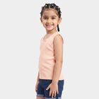 Girls Peach Cotton Sleeveless Vest, Peach, small