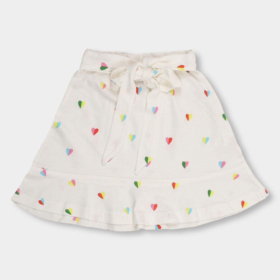 Girls' 100% Cotton Skirt, Off White, large