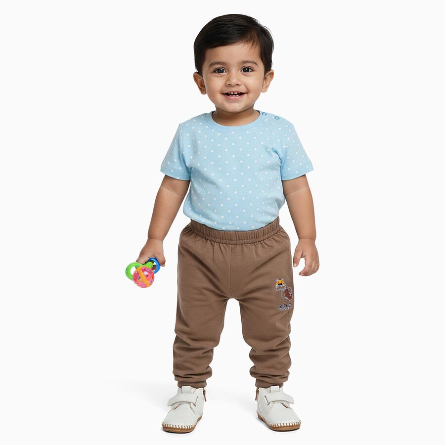 Infants Soft White Relaxed Fit Cotton Pyjama, Beige, large