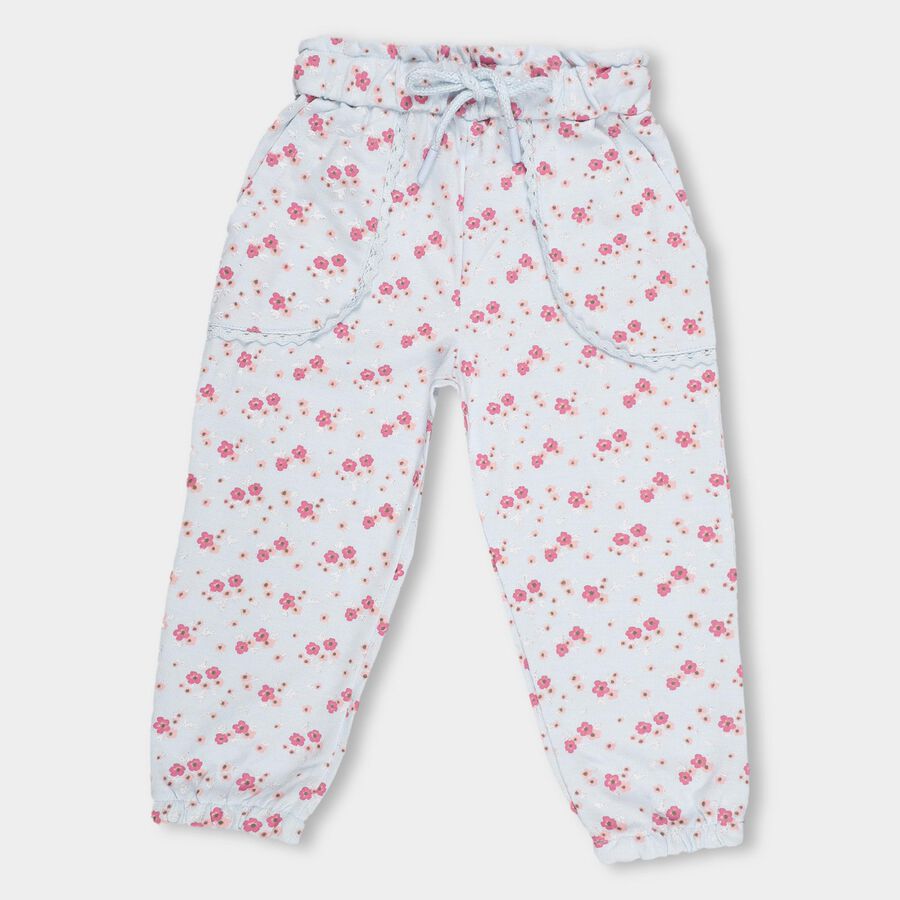 Girls' Light Powder Blue Floral Printed Jogger Pyjama, हल्का नीला, large image number null