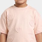 Girls Pink Cotton Crew Neck Oversized T-Shirt, Light Pink, small