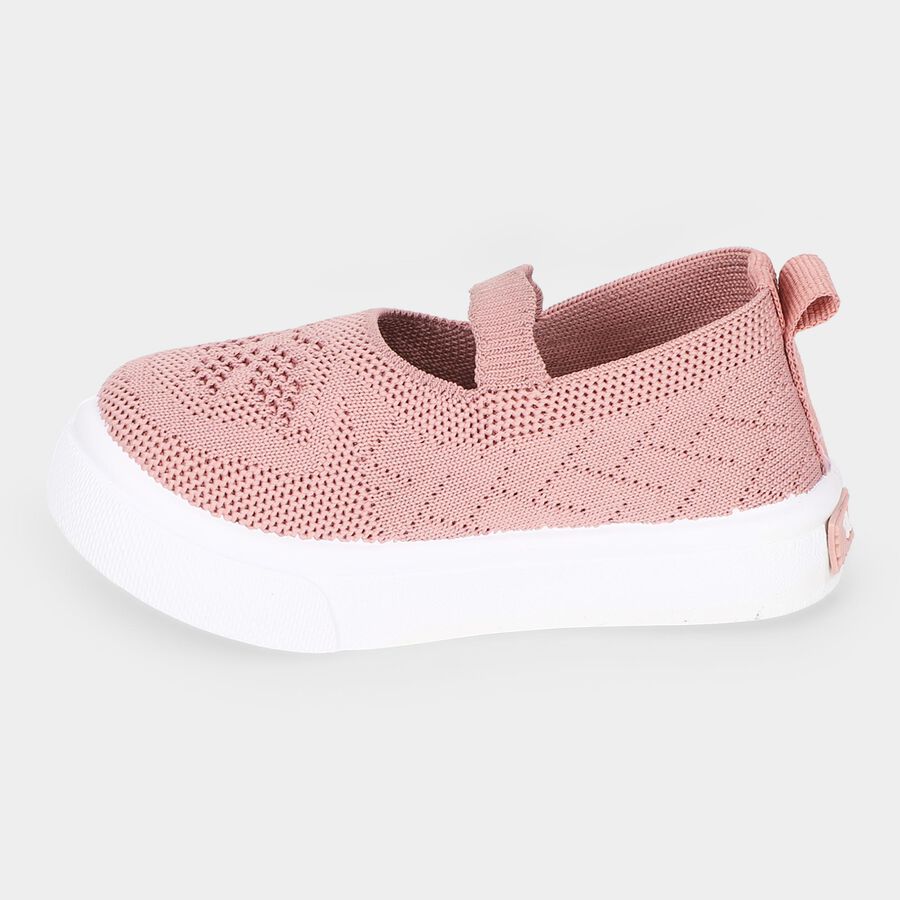 Girls' Pink Slip-On Casual Shoes, पीच, large