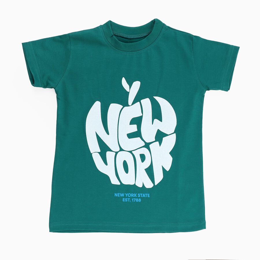 Boys' Half Sleeves T-Shirt, गहरा हरा, large image number null