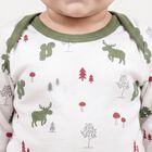 Infants' Olive Green 100% Cotton Round Neck Printed Baba Suit, Olive, small
