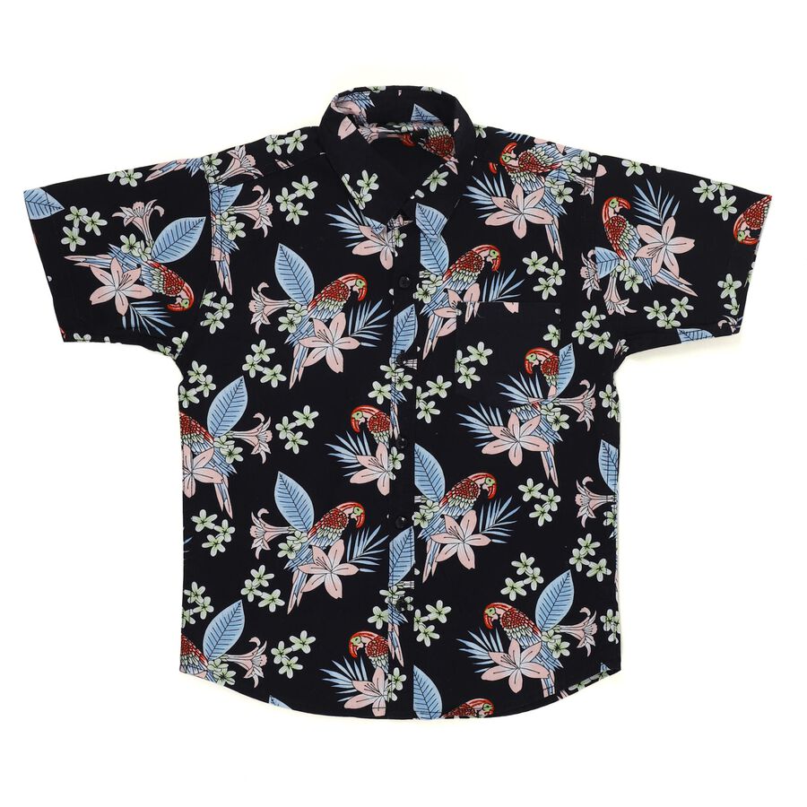 Boys' Black Cotton Half Sleeve Classic Casual Shirt, नेवी ब्लू, large image number null