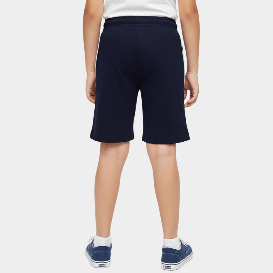 Boys Navy Blue Regular Fit Neon Zipper Detail Bermuda Shorts, नेवी ब्लू, large