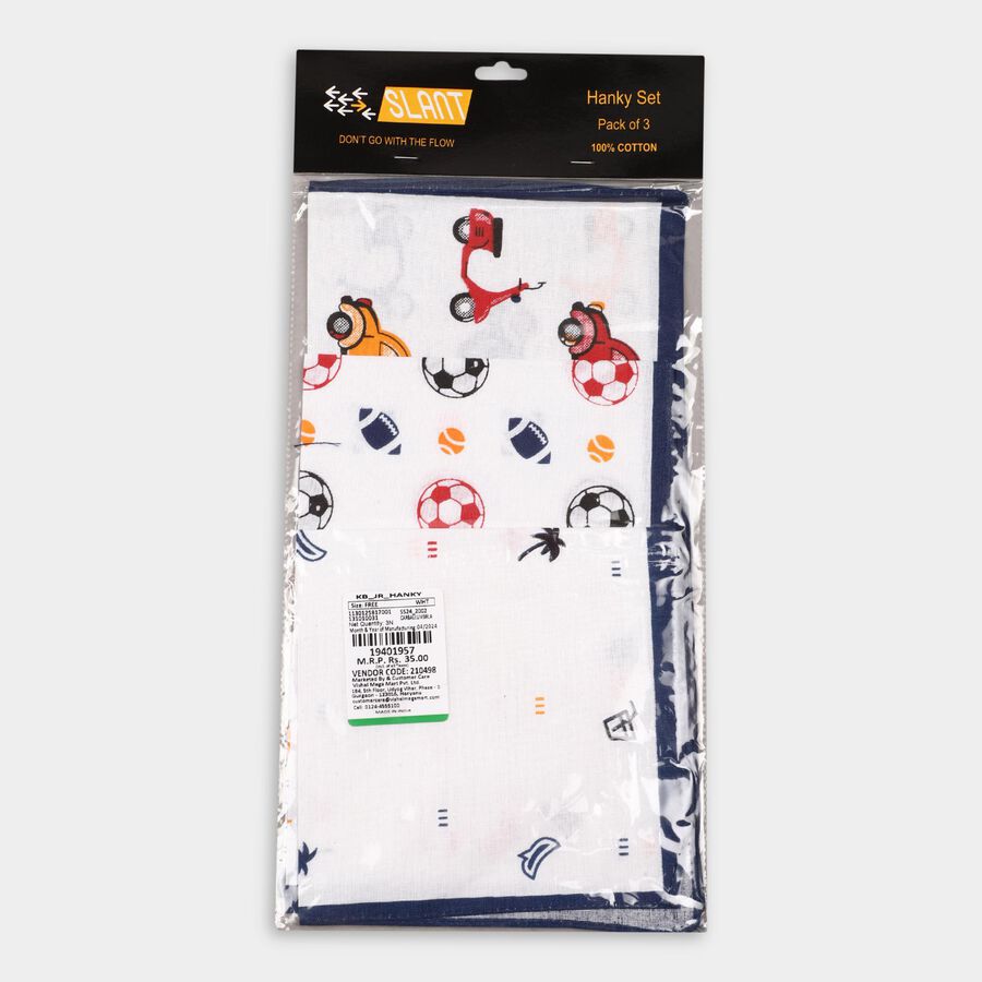 Boys' 100% Cotton Hanky , White, large image number null