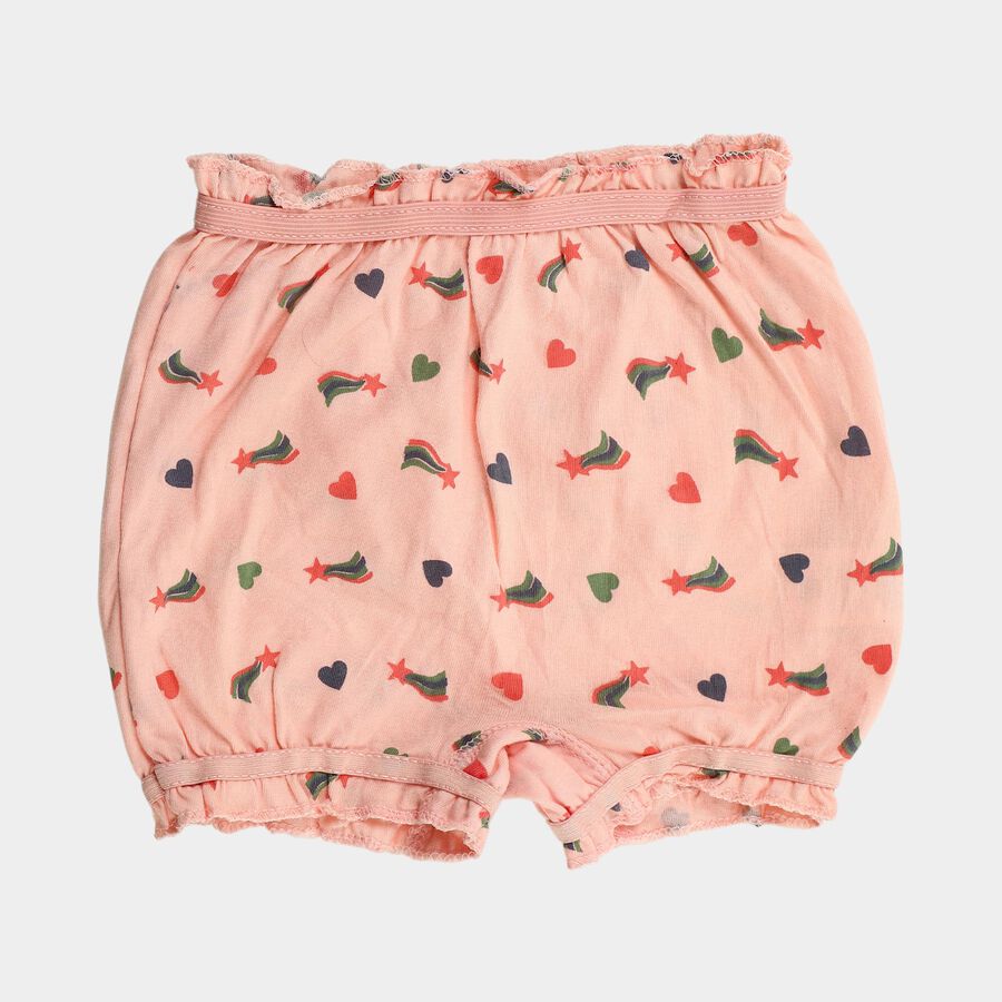 Girls Peach Regular Fit Printed Bloomers, पीच, large