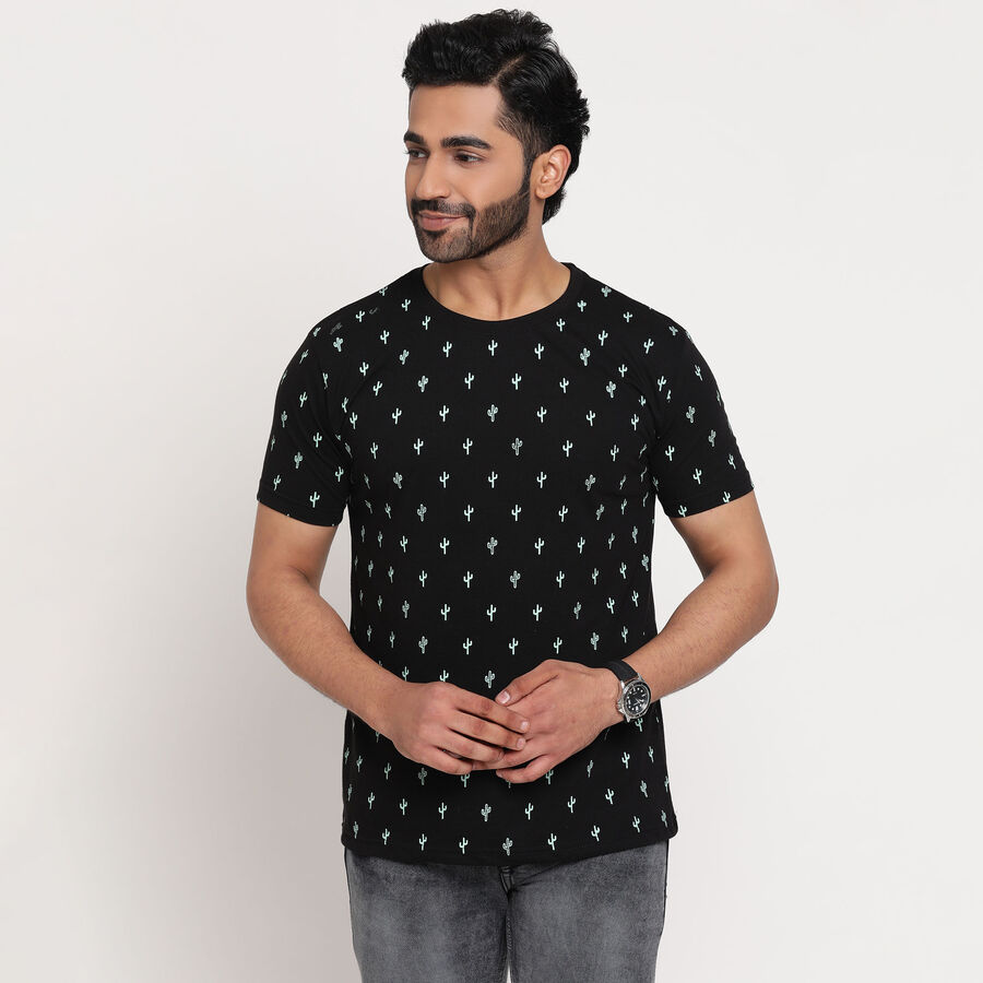 Round Neck T-Shirt, Black, large image number null