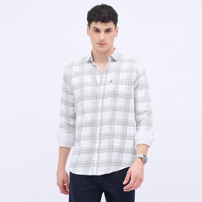 Men's Off White Cotton Classic Casual Shirt