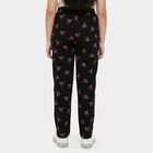 Girls' Black Regular Fit Cat Printed Cotton Blend Pyjama, Black, small