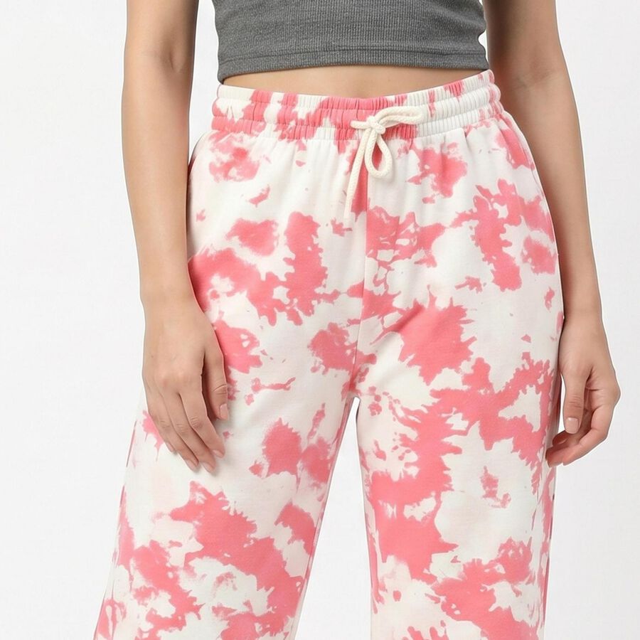 Women's White Straight Fit Abstract Printed Drawstring Pyjama, White, large