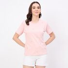 Women's Soft Rose Pink Round Neck Casual T-Shirt, Pink, small