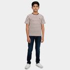 Boys' Red Round Neck Graphic Printed T-Shirt, लाल, small