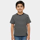 Boys Black Round Neck Casual T-Shirt, काला, small