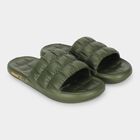 Men Olive Green Slip-On Sliders, ओलिव, small