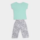 Girls' 100% Cotton Capri Set , हल्का हरा, small image number null