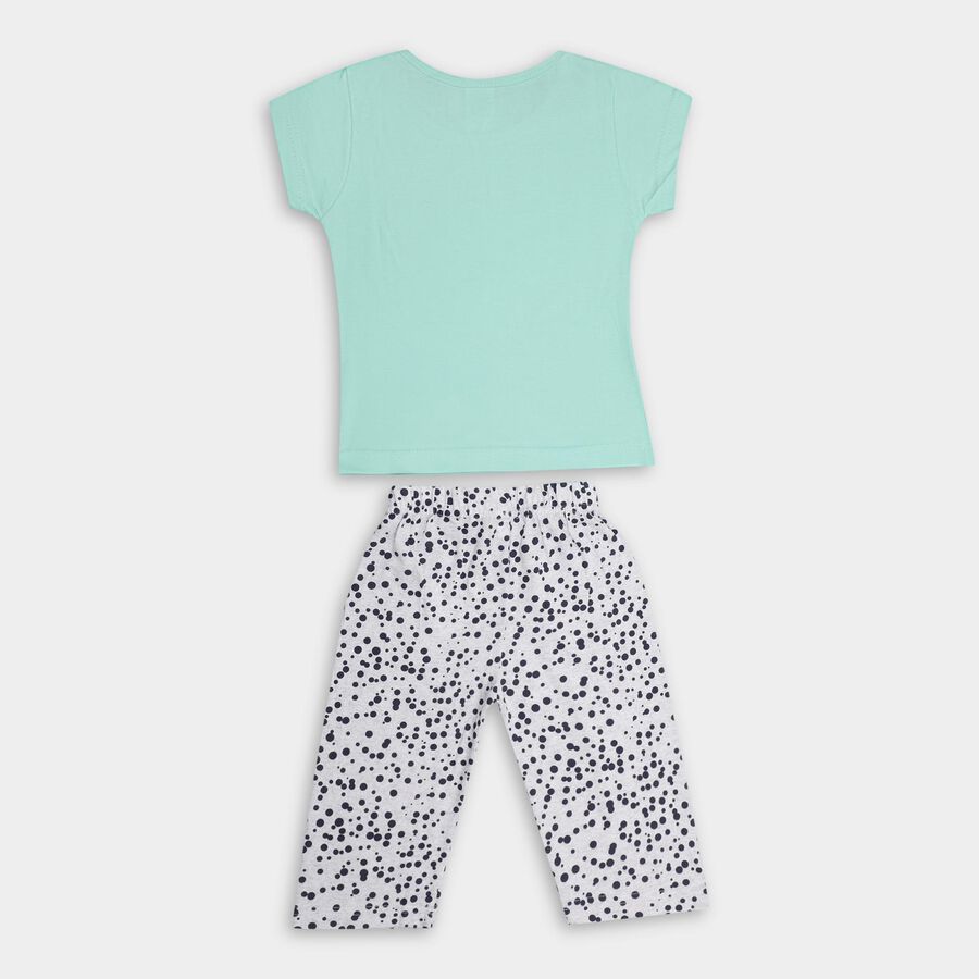 Girls' 100% Cotton Capri Set , हल्का हरा, large image number null