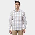 Men's Beige Cotton Spread Collar Casual Shirt, गहरा पीला, small