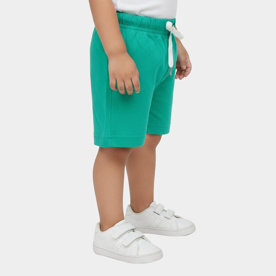 Boys Green Regular Fit Printed Bermuda Shorts, Dark Green, large