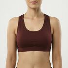 Women's Wine Scoop Neck Athleisure Sports Bra, Wine, small