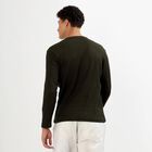 Men's Dark Olive Green Crew Neck Casual Full Sleeve T-Shirt , खाकी, small image number null