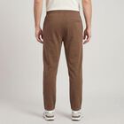 Men's Brown Straight Fit Solid Track Pants, भूरा, small