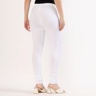 Women's Bright White Cotton Blend Elastic Waist Churidar, सफ़ेद, small image number null